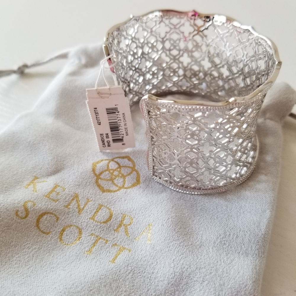 Kendra Scott Candice Statement Cuff Bracelet In Vintage Silver NWT - Picture 3 of 6
